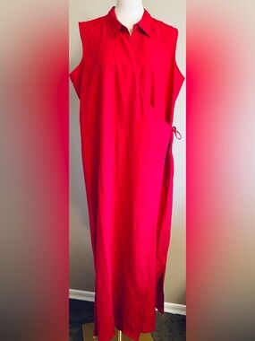 Coldwater Creek Silk & Linen Wrap Maxi Dress